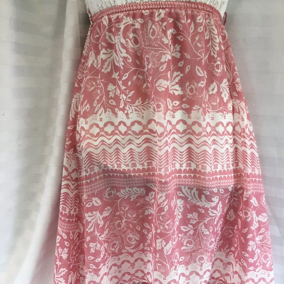 Arden Strapless High Low Dress S Floral Bohemian Boho Pink White Fairy Y2K - Picture 6 of 16